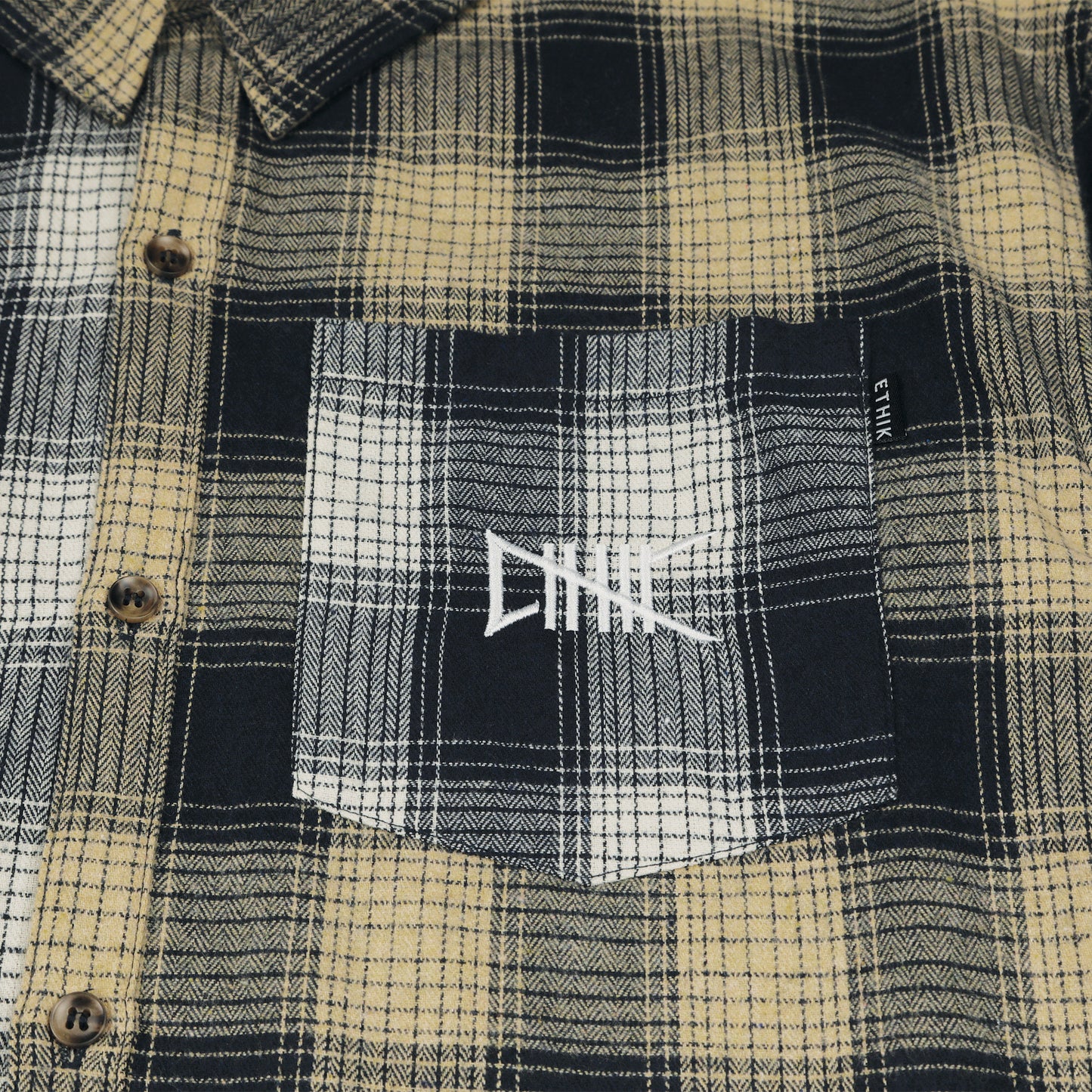 Split Houndstooth Flannel | Cream & Navy