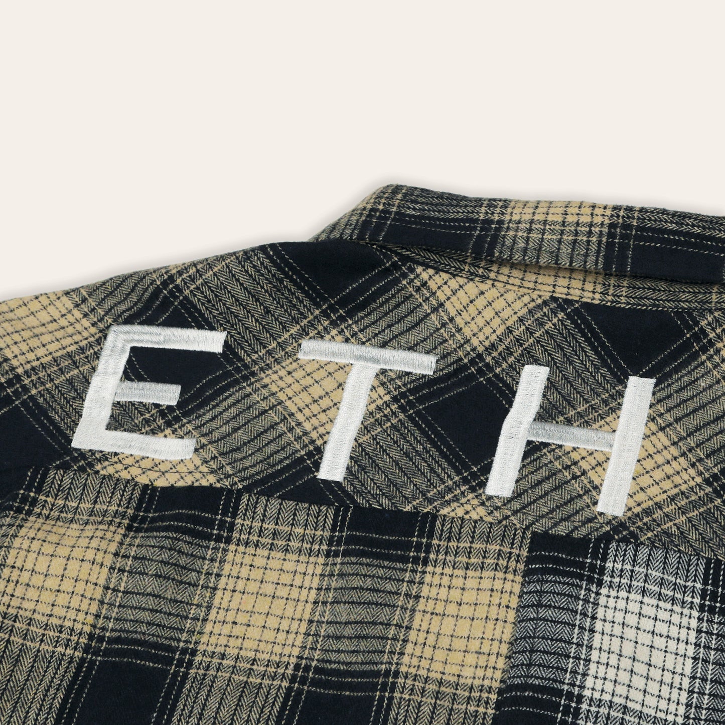 Split Houndstooth Flannel | Cream & Navy