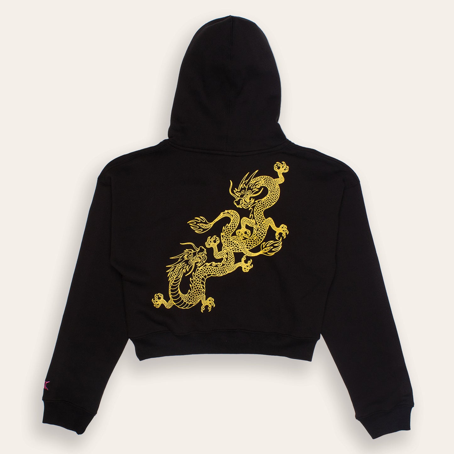 Women's Kimono Dragon Crop Hoodie | Black