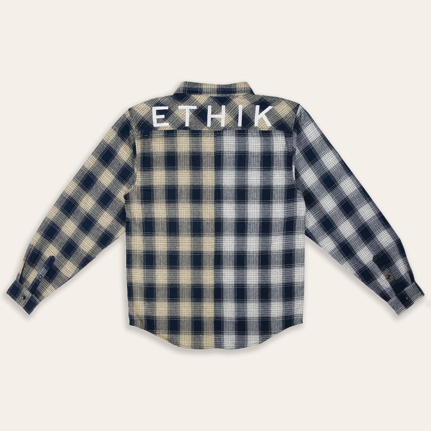 Split Houndstooth Flannel | Cream & Navy