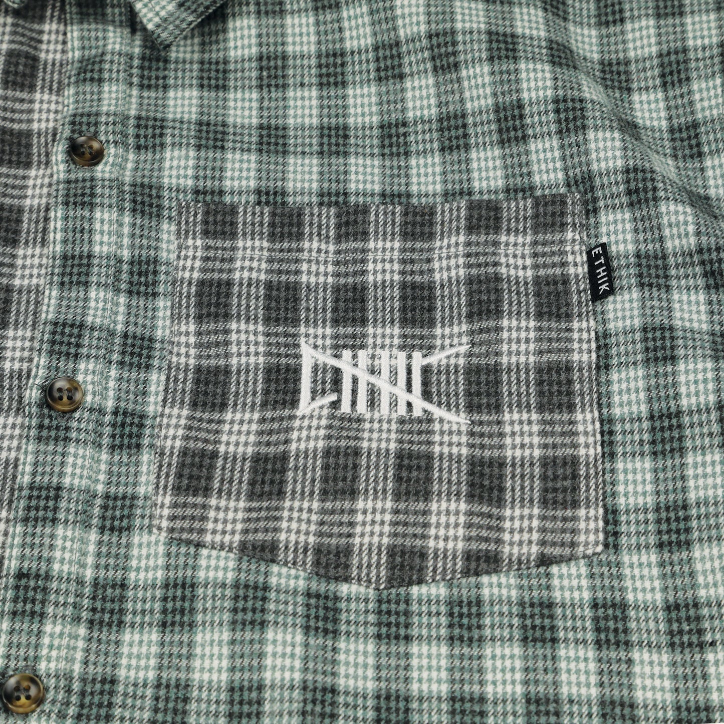 Split Houndstooth Flannel | Teal & Grey