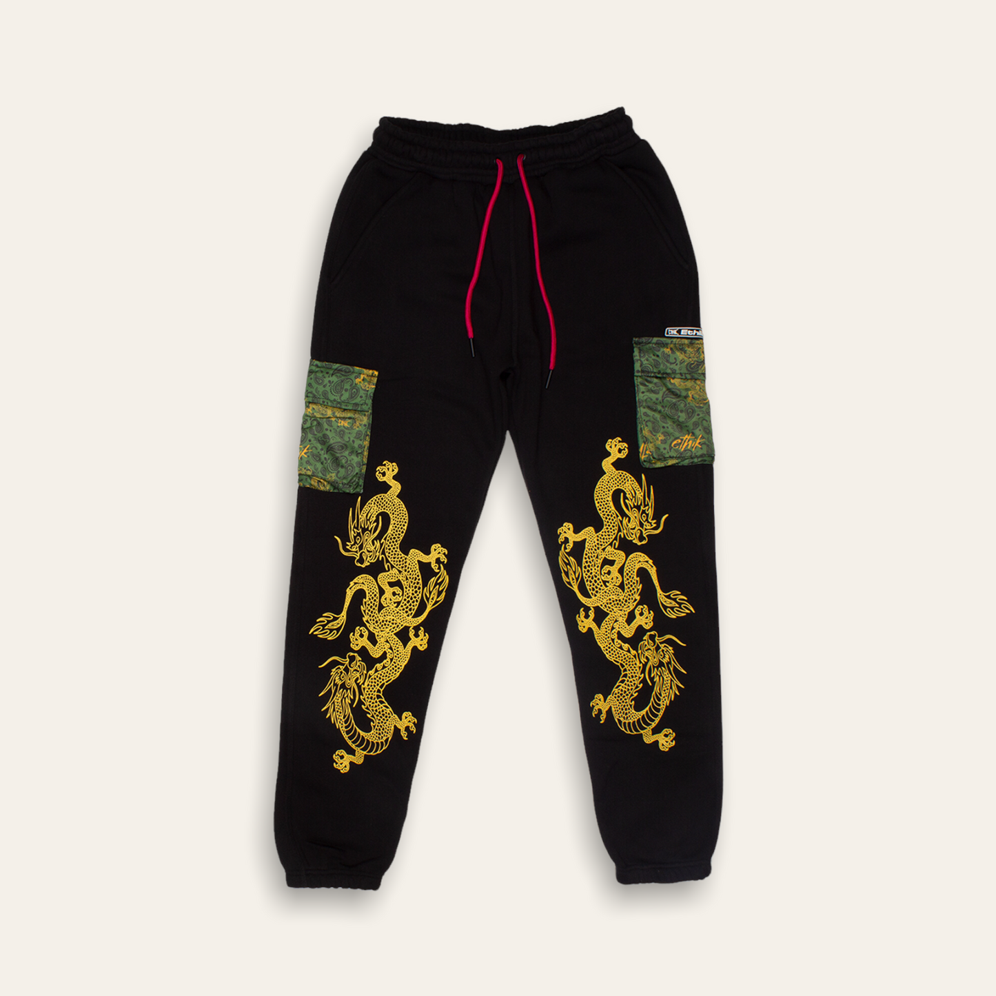 Women's Kimono Dragon Sweatpants | Black