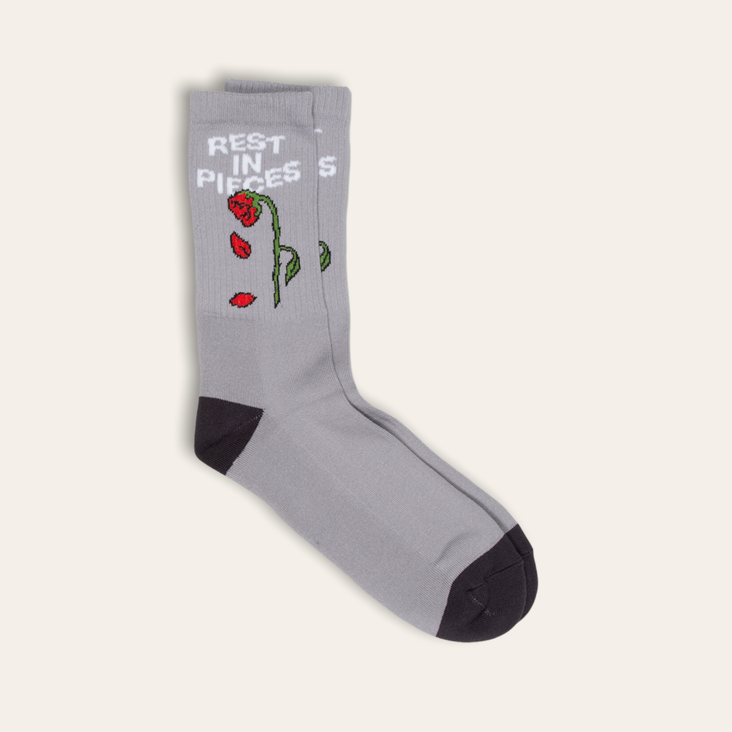 Rest In Pieces Crew Socks | Grey