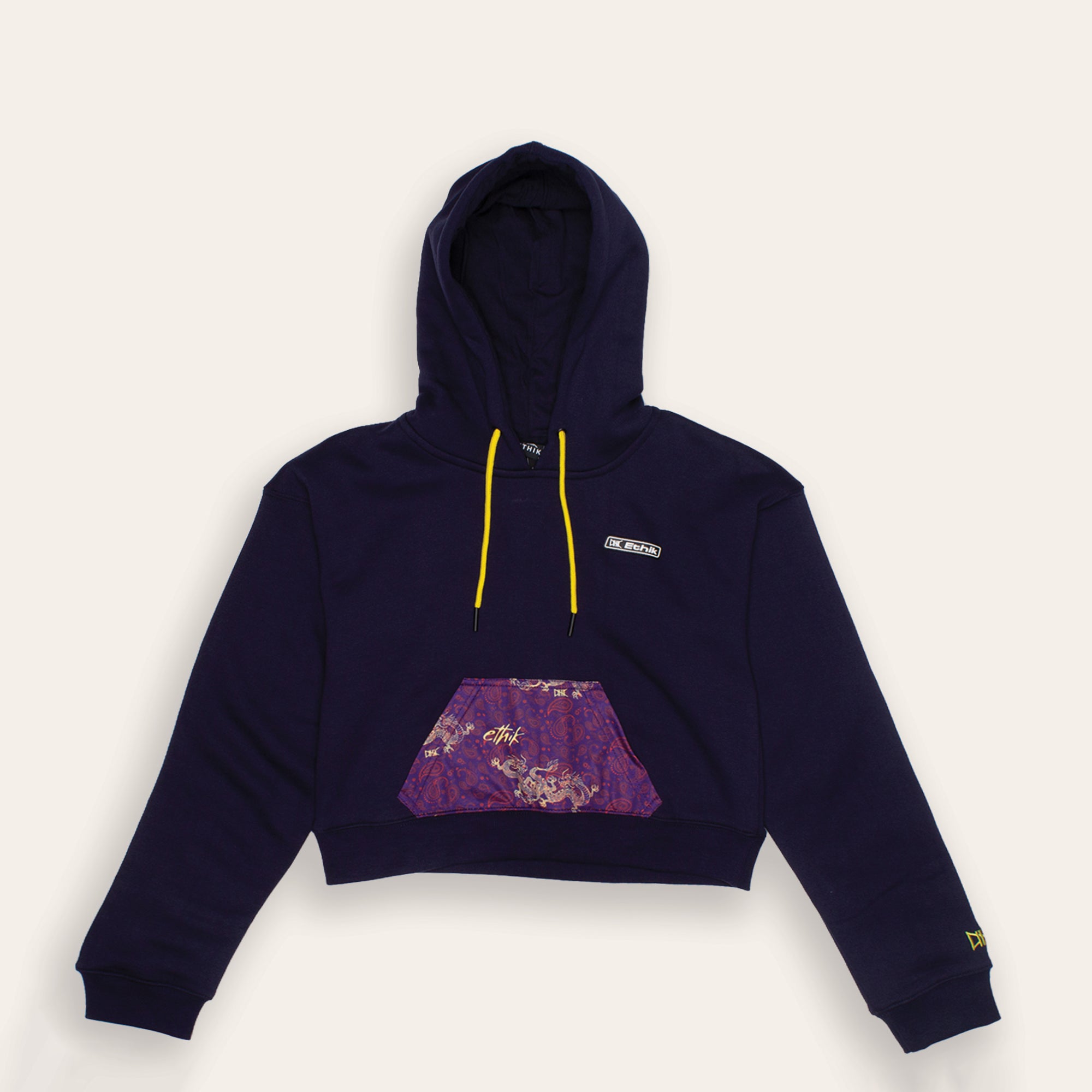 Women's Kimono Dragon Crop Hoodie | Navy