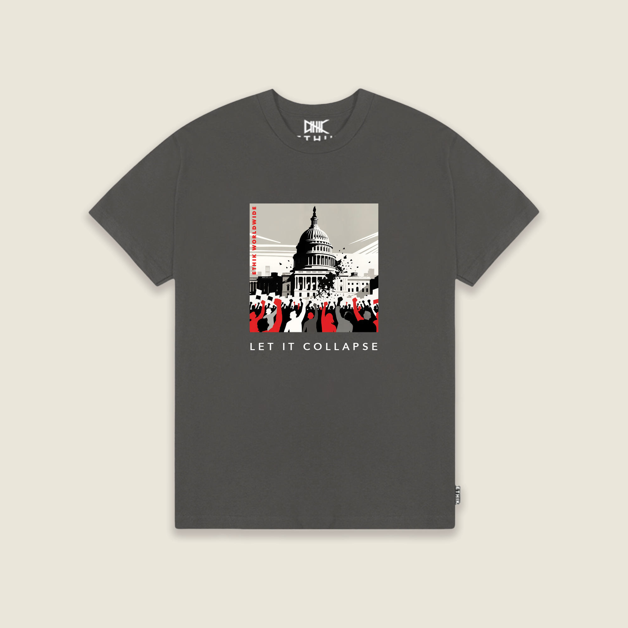 Let it Collapse Tee | Charcoal