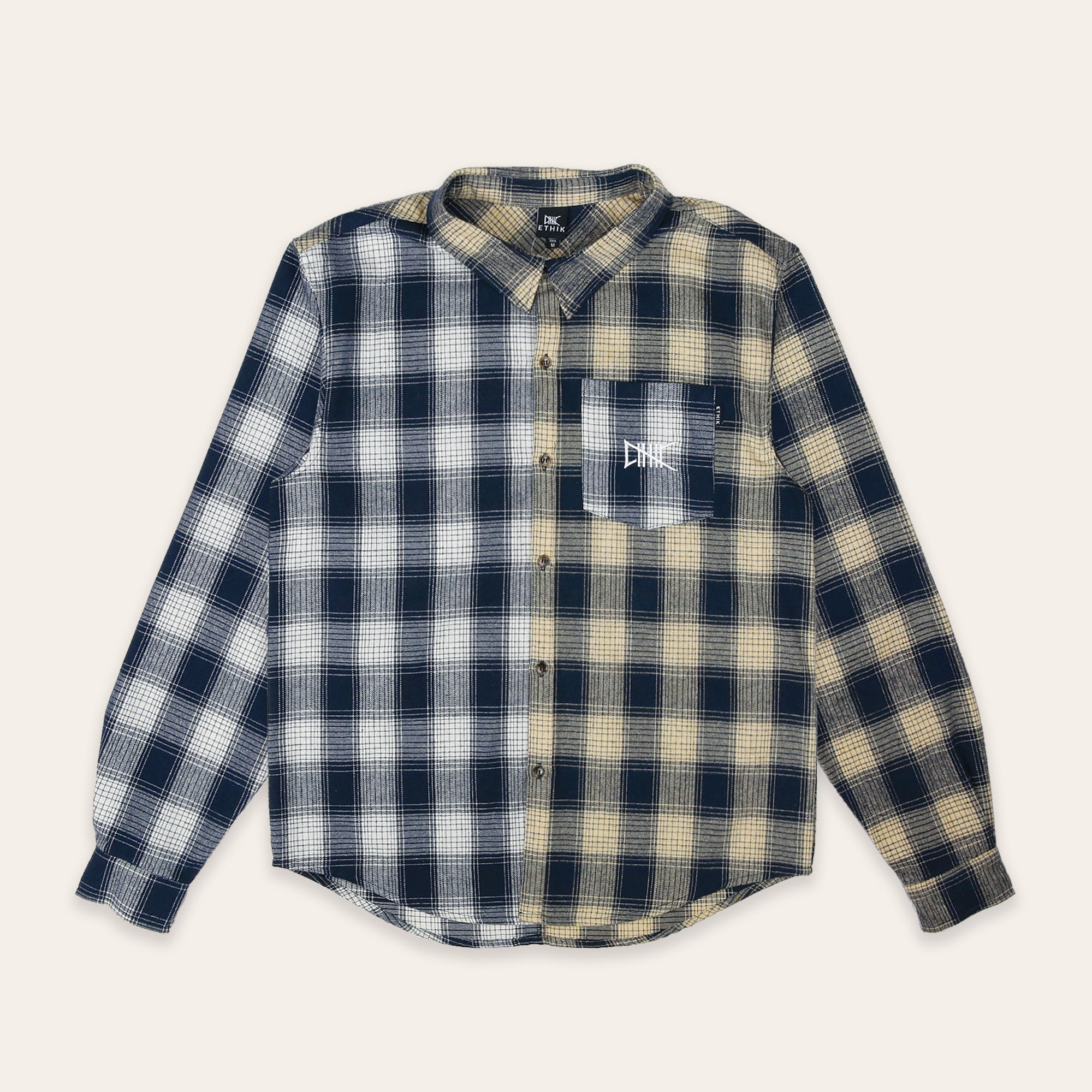 Split Houndstooth Flannel | Navy & Cream