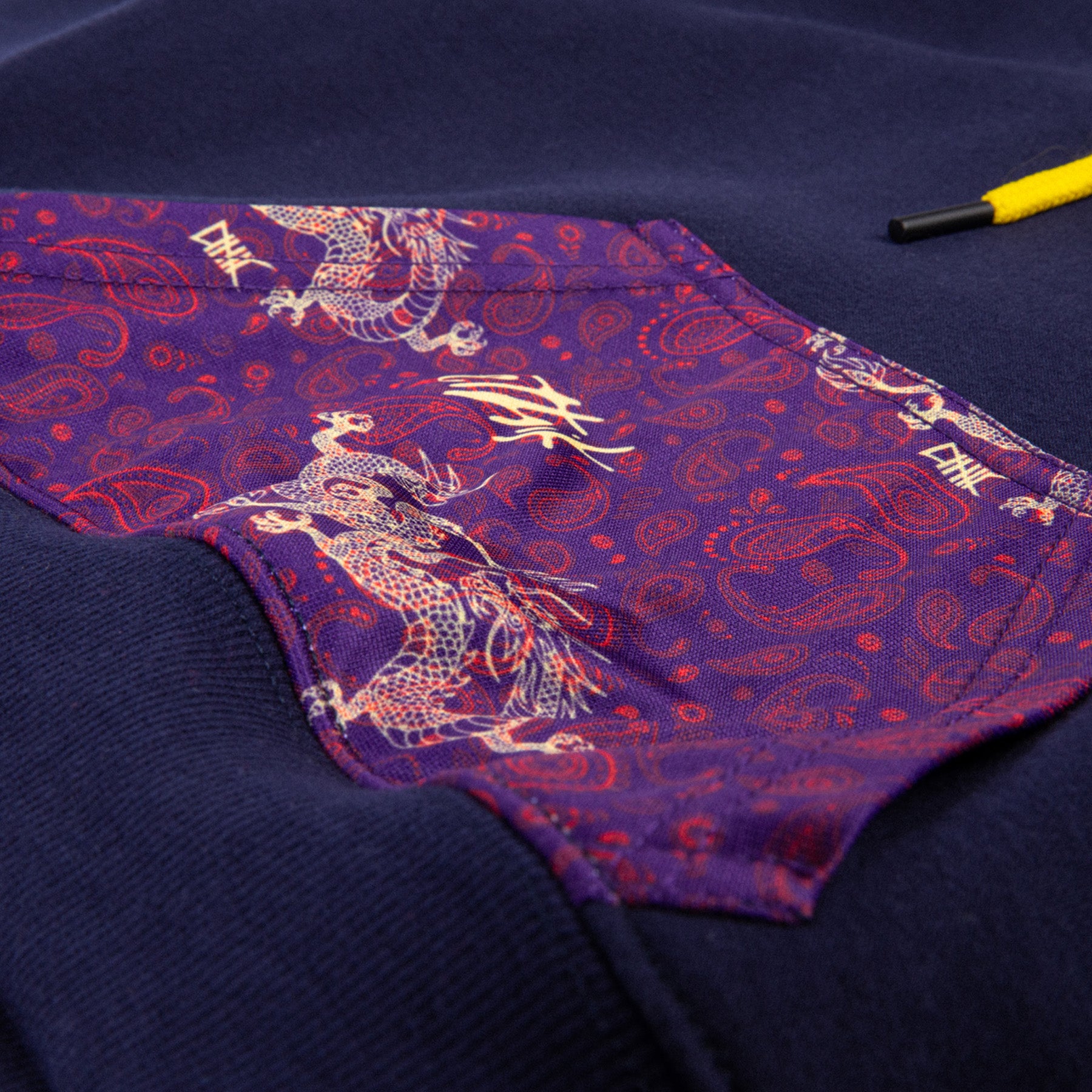 Women's Kimono Dragon Crop Hoodie | Navy