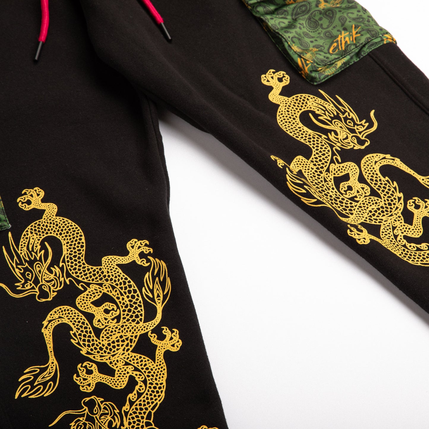 Women's Kimono Dragon Sweatpants | Black