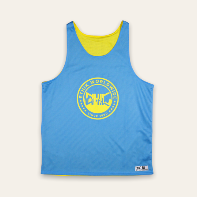 Warm Up Pinnie | Blue & Yellow